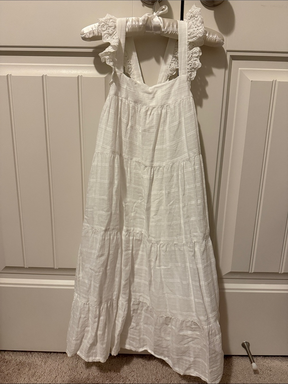Cat & Jack White Eyelet Strap Tiered Maxi Dress for Girls
